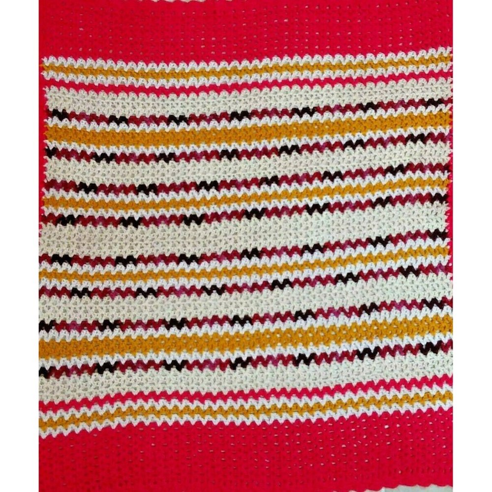 Vintage Hand Made Crocheted Throw Blanket Afghan